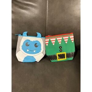 Thirty One Set of 2 Cool Zipper Snackers Snow Monster and Elf Suit